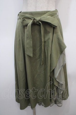 画像: axes femme / パイピングチュールフリルスカート M カーキ Y-25-04-28-098-AX-SK-SZ-ZY