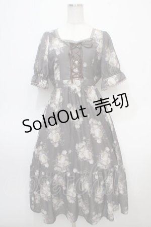 画像: axes femme / クラシカルフラワーワンピース/ミュルーズ染織美術館コラボ F 茶 Y-25-04-28-015-AX-OP-SZ-ZI