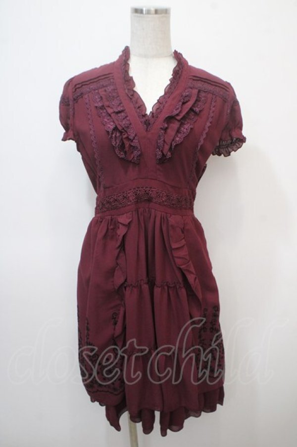 画像1: axes femme / ドレスワンピース M ワイン Y-25-04-28-022-AX-OP-SZ-ZY (1)