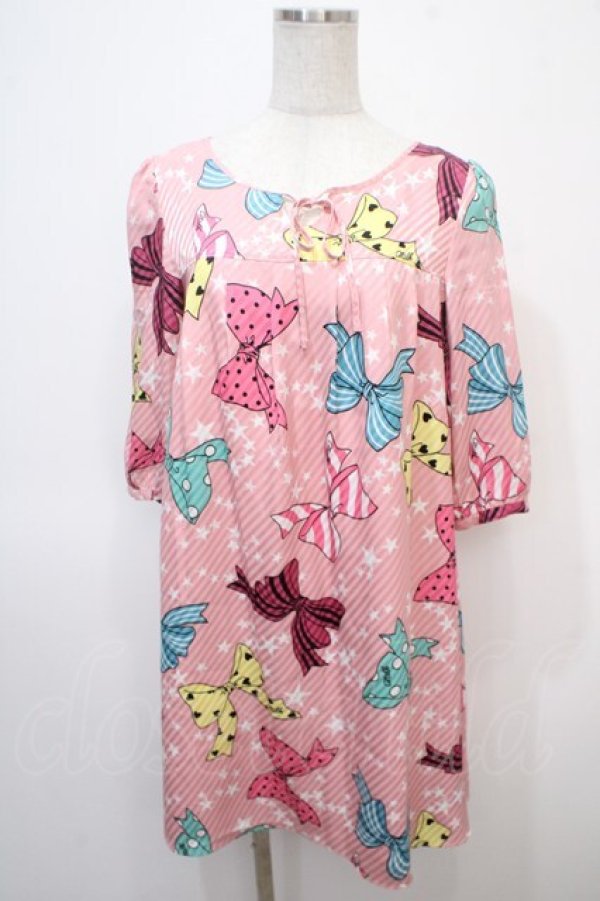 画像1: MILK / star ribbonサテンDress  ピンク Y-25-04-28-026-ML-OP-SZ-ZY (1)