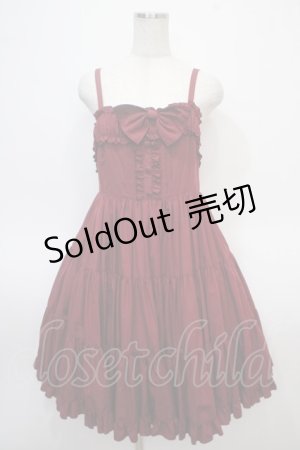 画像: Physical Drop / 胸ギャザージャンパースカート  ワイン Y-25-04-28-032-LO-OP-SZ-ZY