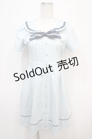 画像: axes femme POETIQUE / リボン付セーラーワンピース M サックス Y-25-04-28-005-AX-OP-SZ-ZY