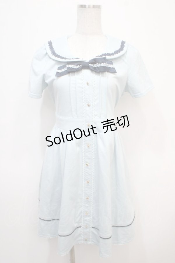 画像1: axes femme POETIQUE / リボン付セーラーワンピース M サックス Y-25-04-28-005-AX-OP-SZ-ZY (1)