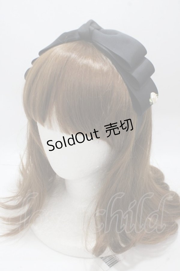 画像1: m petit by misako / NINA'sコラボ AM*NIリボンカチューシャ  中黒 Y-25-04-30-050-LO-AC-SZ-ZT422F004 (1)
