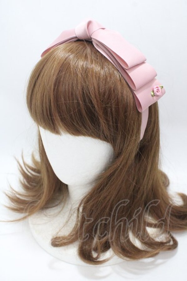 画像1: m petit by misako / NINA'sコラボ AM*NIリボンカチューシャ  中桃 Y-25-04-30-051-LO-AC-SZ-ZY (1)