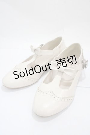画像: m petit by misako / リボンストラップパンプス L 中白 Y-25-04-30-058-LO-SH-SZ-ZY