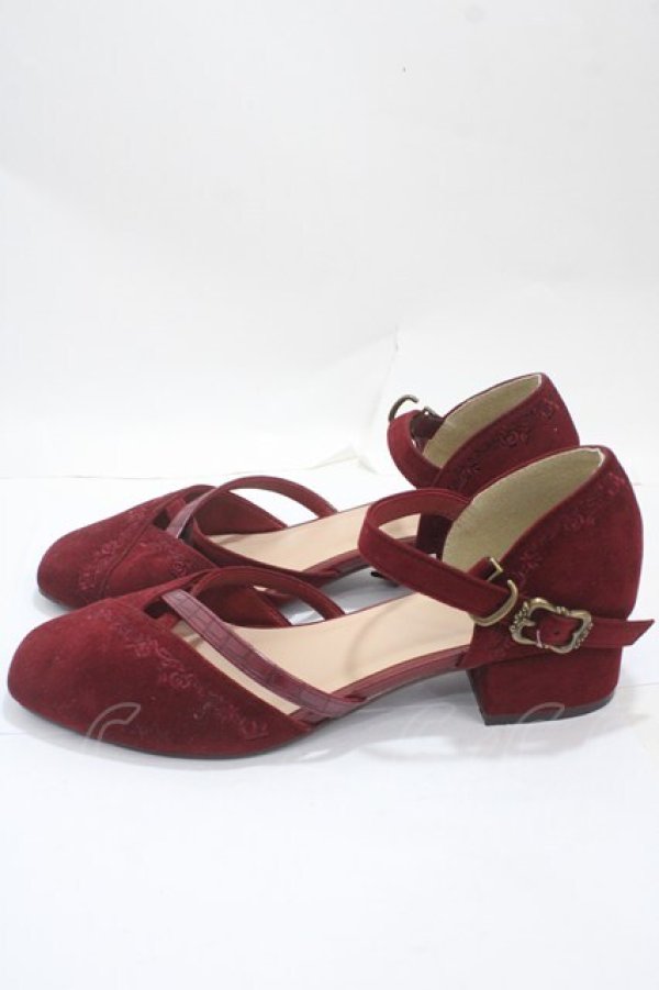 画像2: axes femme / 刺繍入りパンプス L ワイン Y-25-04-30-059-AX-SH-SZ-ZY (2)
