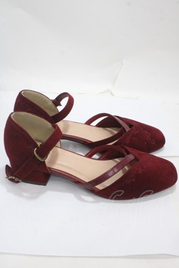 画像4: axes femme / 刺繍入りパンプス L ワイン Y-25-04-30-059-AX-SH-SZ-ZY (4)