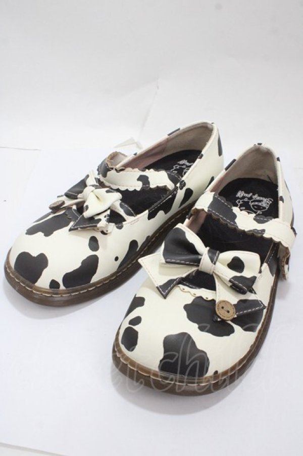 画像1: Sheep Puff / アニマル柄シューズ 38 オフ×黒 Y-25-04-30-064-LO-SH-SZ-ZY (1)