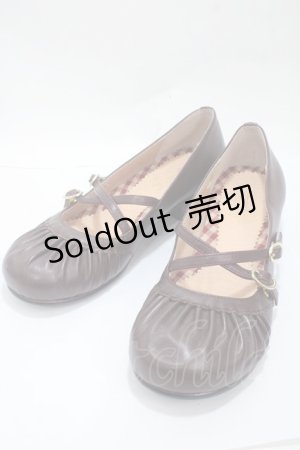 画像: あしながおじさん / ギャザーストラップパンプス 23 ワイン Y-25-04-30-069-PU-SH-SZ-ZT-K022