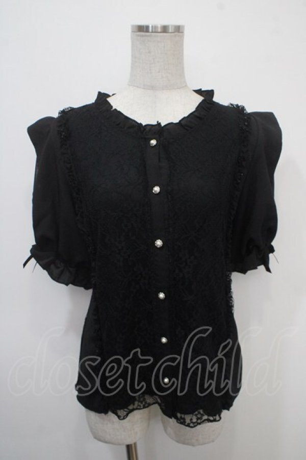 画像1: axes femme POETIQUE / レースブラウス M 黒 Y-25-04-30-072-AX-TO-SZ-ZY (1)