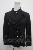 画像1: axes femme / ラッフルフリル立ち襟ブラウス M 黒 Y-25-04-30-073-AX-BL-SZ-ZY (1)