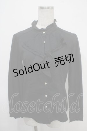 画像: axes femme / ラッフルフリル立ち襟ブラウス M 黒 Y-25-04-30-073-AX-BL-SZ-ZY