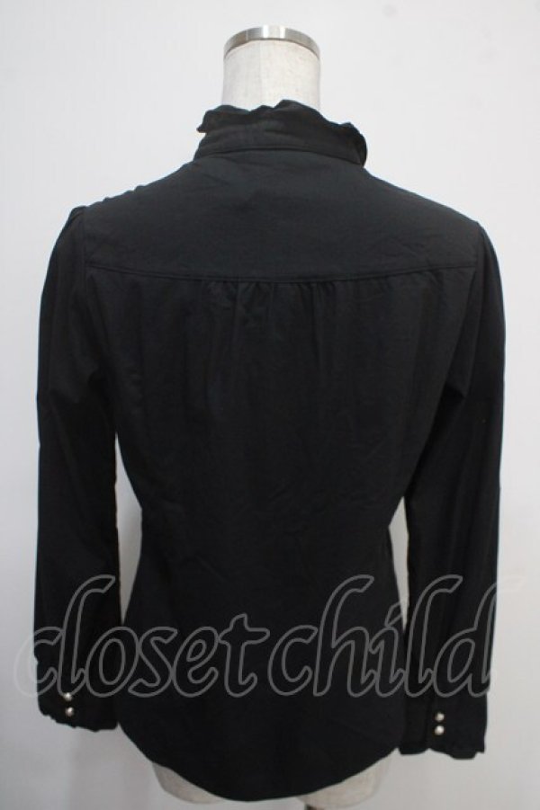 画像2: axes femme / ラッフルフリル立ち襟ブラウス M 黒 Y-25-04-30-073-AX-BL-SZ-ZY (2)
