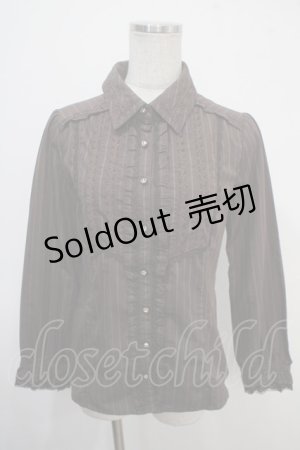 画像: axes femme / 襟取り外しフリルブラウス M 茶 Y-25-04-30-075-AX-BL-SZ-ZY