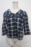 画像1: axes femme / チェックブラウス M 紺 Y-25-04-30-077-AX-BL-SZ-ZY (1)