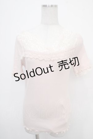 画像: axes femme / 透けレースVネックインナー  アワピンク Y-25-04-30-082-AX-TO-SZ-ZY