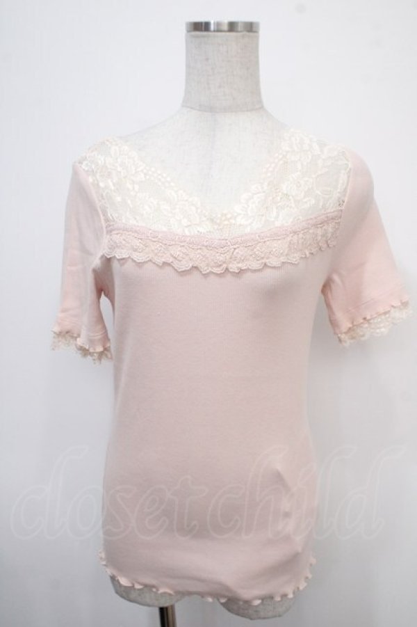 画像1: axes femme / 透けレースVネックインナー  アワピンク Y-25-04-30-082-AX-TO-SZ-ZY (1)