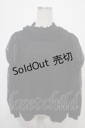 画像: axes femme kawaii / レーシー2段パフ袖ブラウス M 黒 Y-25-04-30-083-AX-BL-SZ-ZY