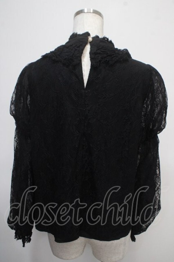 画像2: axes femme kawaii / レーシー2段パフ袖ブラウス M 黒 Y-25-04-30-083-AX-BL-SZ-ZY (2)