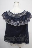 画像2: axes femme POETIQUE / 花刺繍オフショルトップス M 紺 Y-25-04-30-084-AX-TO-SZ-ZY (2)