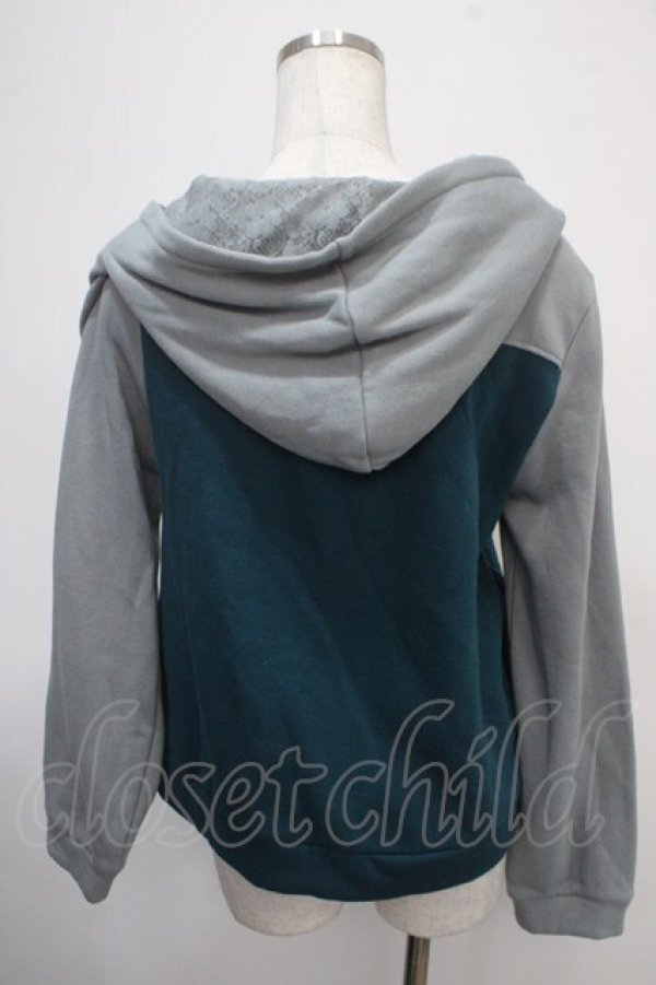 画像2: axes femme / 裏起毛レースパーカー M グリーン Y-25-04-30-091-AX-TO-SZ-ZY (2)