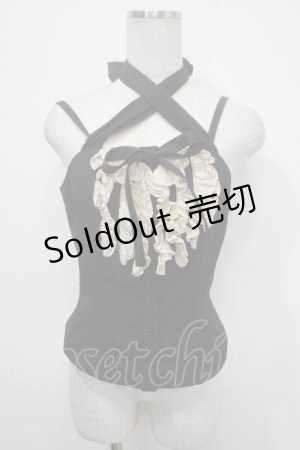 画像: Na+H / 楊柳ガーゼホルターフリルキャミソール  黒 Y-25-04-30-101-PU-TO-SZ-ZY