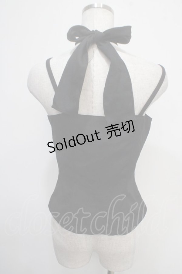 画像2: Na+H / 楊柳ガーゼホルターフリルキャミソール  黒 Y-25-04-30-101-PU-TO-SZ-ZY (2)