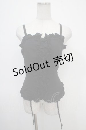 画像: Na+H / ガーター付きフリルビスチェ  黒 Y-25-04-30-102-PU-TO-SZ-ZY