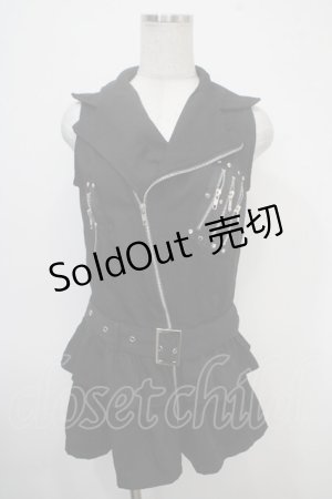 画像: ACDC RAG / ノースリーブライダース風ワンピース  黒 Y-25-04-30-103-PU-OP-SZ-ZY