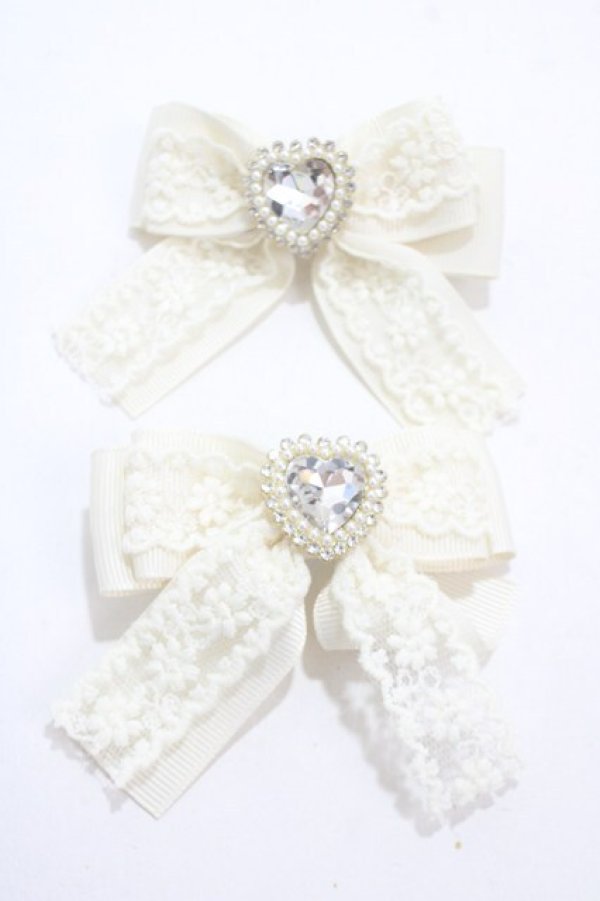 画像1: m petit by misako / ヘアクリップ2点セット  濃白 Y-25-04-30-016-LO-AC-SZ-ZY (1)