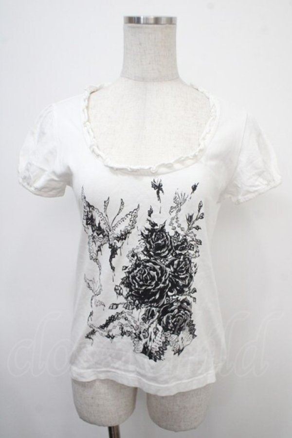 画像1: BPN / 薔薇＆蝶ptカットソー M 白 Y-25-04-30-108-GO-TO-SZ-ZY (1)