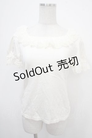 画像: Leur Getter / スクエアレースフリルカットソー M アイボリー Y-25-04-30-109-LU-TO-SZ-ZY