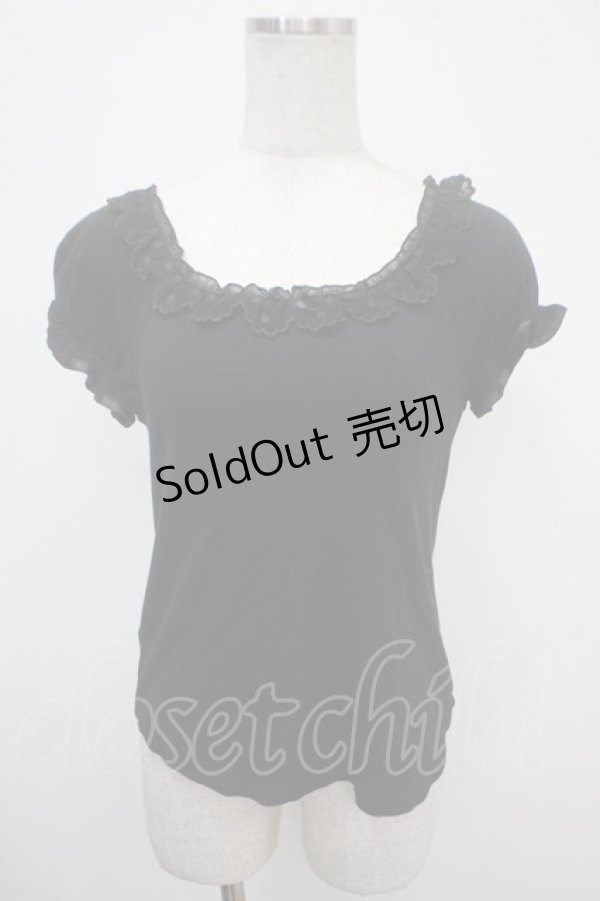 画像1: Emily Temple cute / スカラップ刺繍パフカットソー  黒 Y-25-04-30-110-ET-TO-SZ-ZY (1)