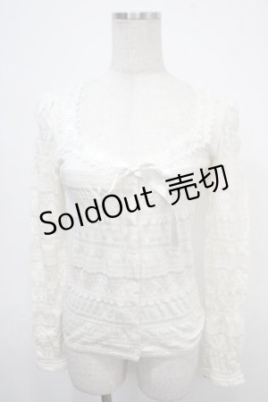 画像: BPN / はしごレースシャーリングカーディガン M オフシロ Y-25-04-30-112-GO-TO-SZ-ZY