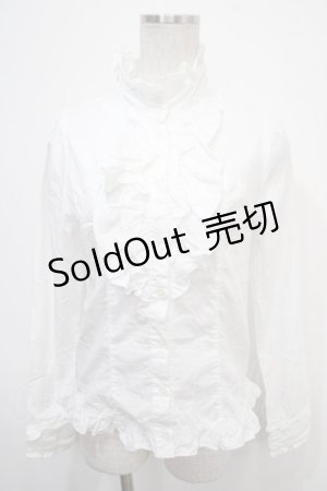 画像: PEACE NOW / スタンドカラーフリルブラウス M 白 Y-25-04-30-113-PU-BL-SZ-ZY