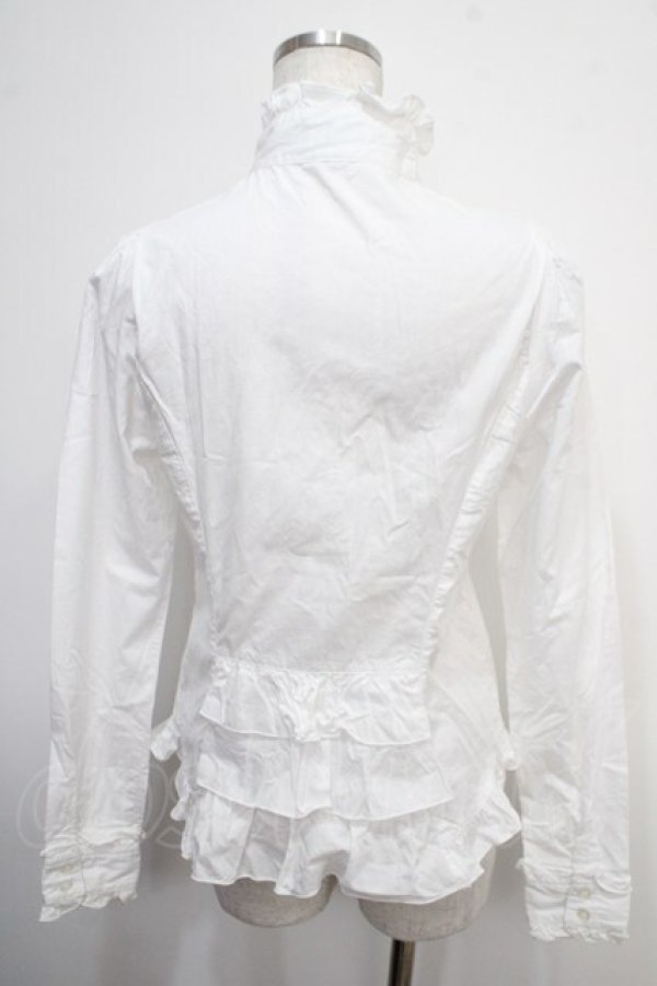 画像2: PEACE NOW / スタンドカラーフリルブラウス M 白 Y-25-04-30-113-PU-BL-SZ-ZY (2)