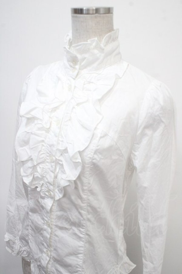 画像3: PEACE NOW / スタンドカラーフリルブラウス M 白 Y-25-04-30-113-PU-BL-SZ-ZY (3)