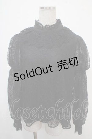 画像: axes femme kawaii / レーシー2段パフ袖ブラウス Ｍ 黒 Y-25-04-30-122-AX-BL-SZ-ZY