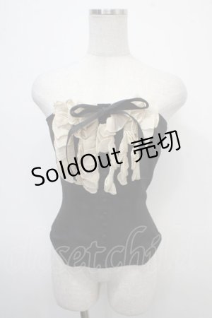 画像: Na+H / 楊柳ガーゼホルターフリルコルセット  黒 Y-25-04-30-137-PU-TO-SZ-ZY
