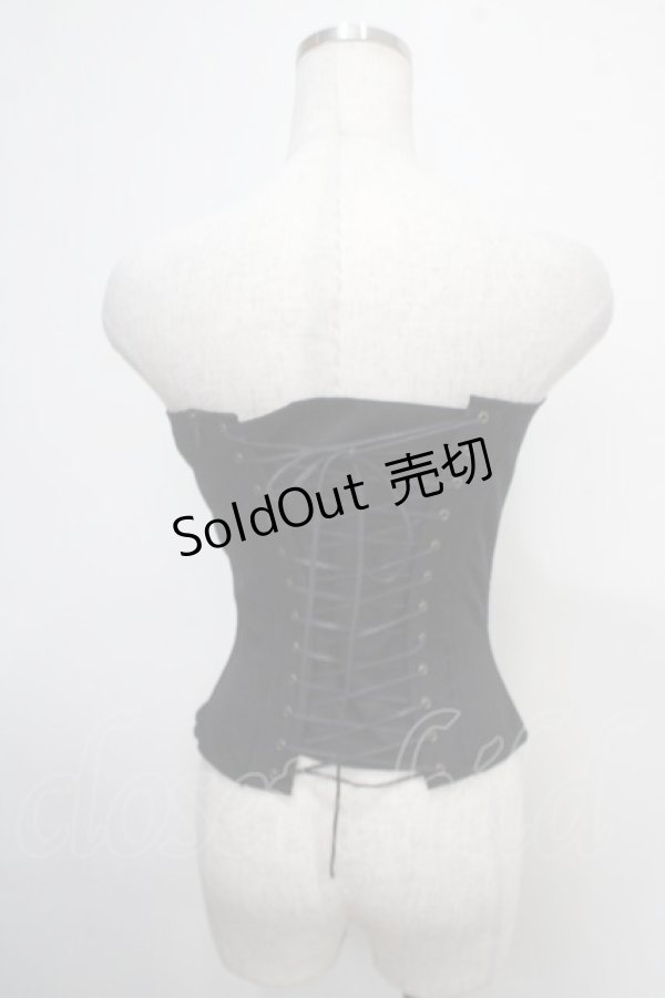 画像2: Na+H / 楊柳ガーゼホルターフリルコルセット  黒 Y-25-04-30-137-PU-TO-SZ-ZY (2)