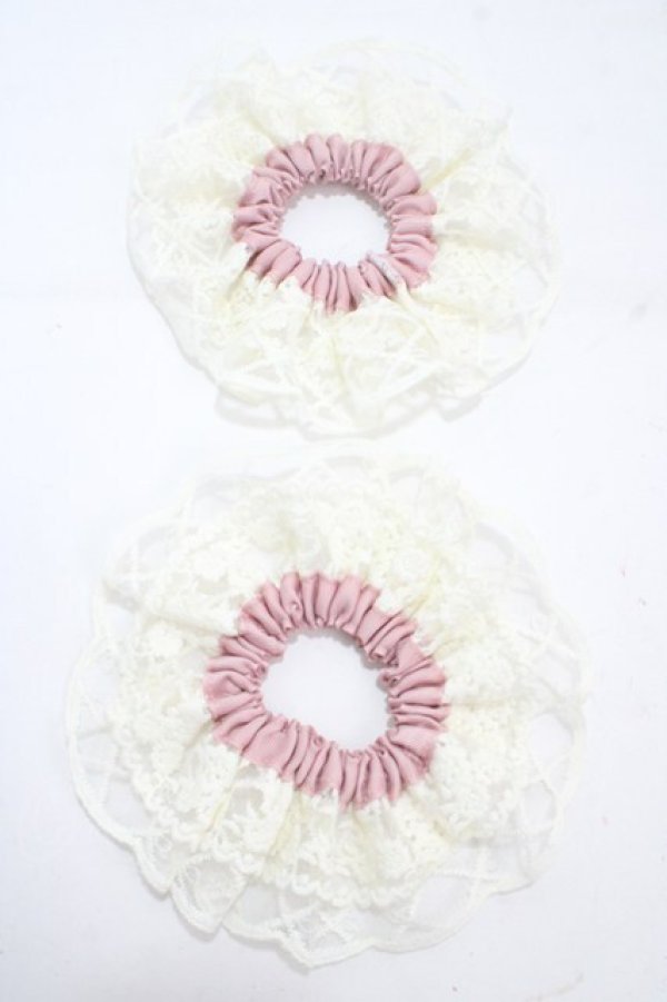 画像1: m petit by misako / AMレース2Pシュシュ  中桃 Y-25-04-30-027-LO-ZA-SZ-ZY (1)
