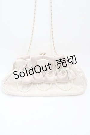 画像: axes femme / リボン×パールパーティーバッグ 150×260×80mm ベージュ Y-25-04-30-045-AX-BG-SZ-ZY