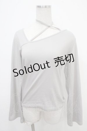 画像: axes femme / 肩あきリボンデザインプルオーバー  グレー Y-25-05-05-035-AX-TO-SZ-ZY