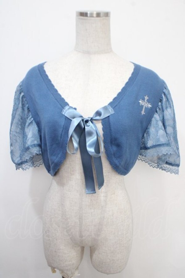 画像1: ALICE and the PIRATES / A/Pクロス刺繍フリル袖ボレロ  ブルー Y-25-05-05-041-PA-TO-SZ-ZY (1)