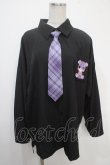 画像1: NieR Clothing / チェックネクタイ付きシャツ  黒 Y-25-05-05-043-PU-TO-SZ-ZY (1)