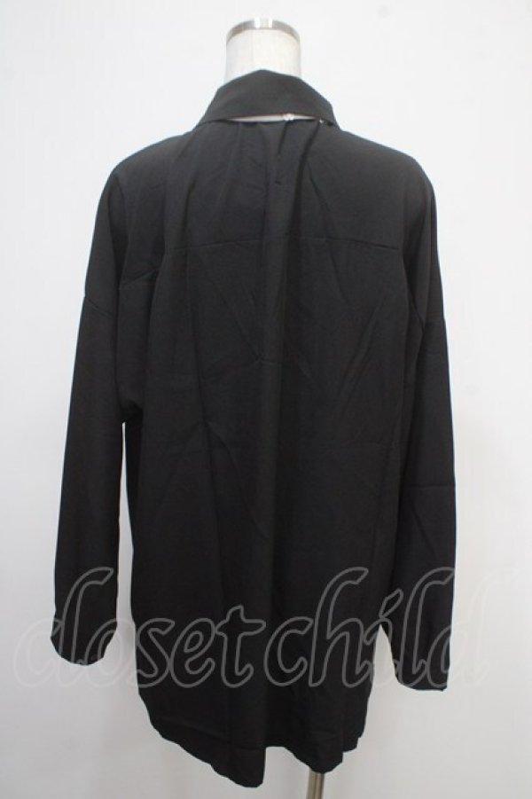 画像2: NieR Clothing / チェックネクタイ付きシャツ  黒 Y-25-05-05-043-PU-TO-SZ-ZY (2)