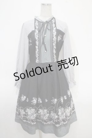 画像: axes femme / ローズブーケ柄ワンピース M 黒 Y-25-05-05-050-AX-OP-SZ-ZI