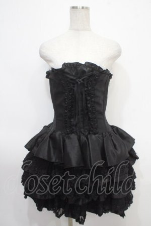 画像: ATELIER PIERROT / mini corset one piece  黒 Y-25-05-05-065-EL-SK-SZ-ZY