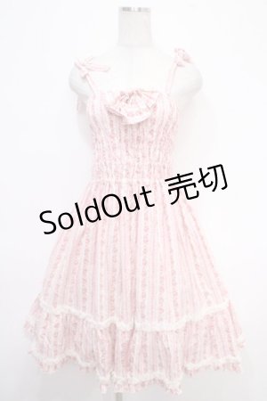画像: metamorphose / シャーリングジャンパースカート(花柄)  ピンク Y-25-05-05-076-ME-OP-SZ-ZY